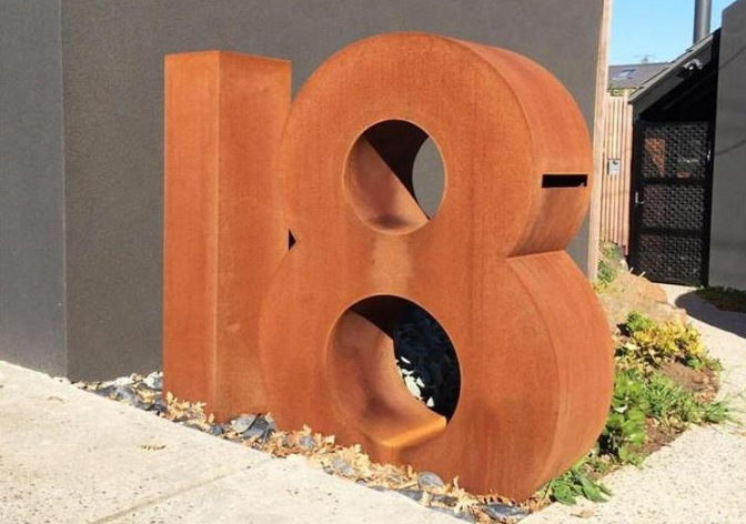 Metal de acero Art Sculpture de Corten de la decoración de la letra del diseño contemporáneo del número