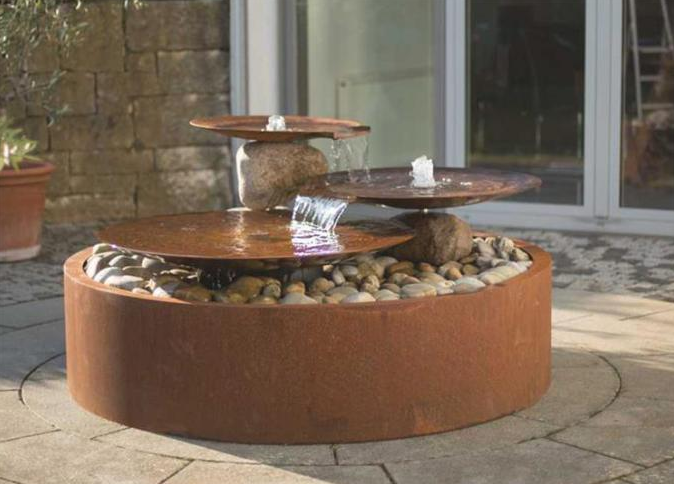 Cuenco de acero grande del agua de Corten de la decoración para la característica del agua del jardín