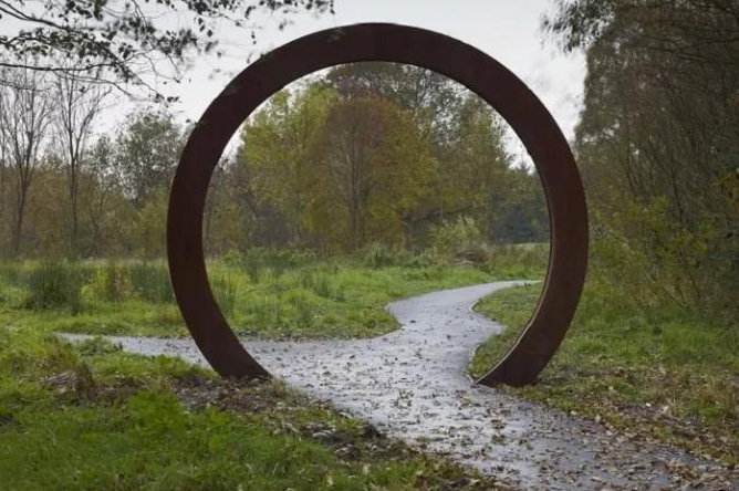 Jardín de acero Art Sculpture de Corten del moho del metal de la puerta grande decorativa de la luna
