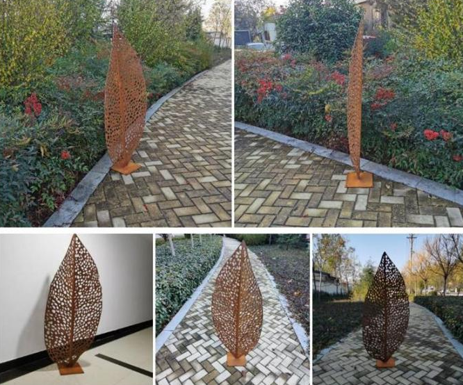 Escultura rústica de Art Corten Steel Apple Leaf del árbol del metal para los ornamentos del jardín