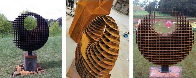 Escultura grande de Ring Corten Steel Metal Art del extracto moderno rústico al aire libre