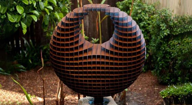 Escultura grande de Ring Corten Steel Metal Art del extracto moderno rústico al aire libre