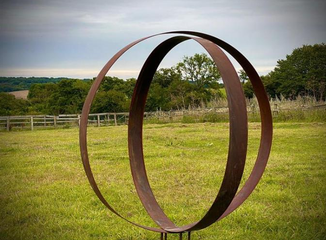 Jardín de acero Ring Hoop Sculpture de Ring Circle Garden Art Corten del metal rústico grande