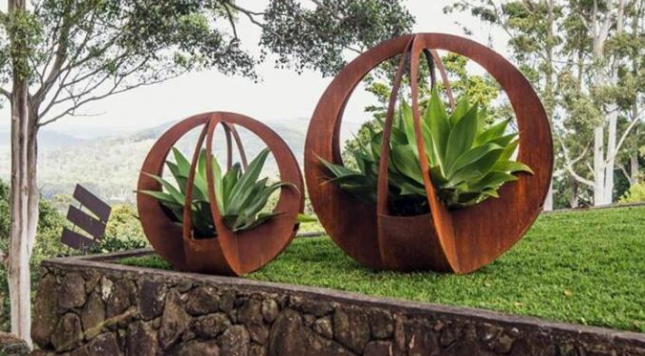 Plantadores grandes al aire libre decorativos de la flor del metal de Corten para el paisaje del jardín