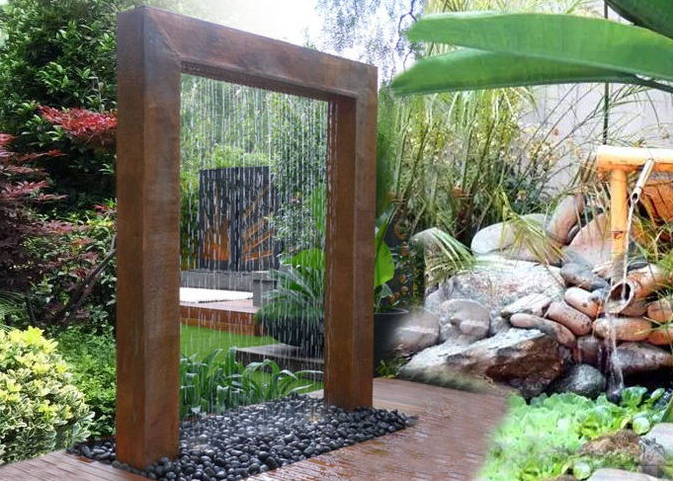 Fuente de acero de la característica del agua de Corten de la cascada de la cascada del moho de la decoración del jardín