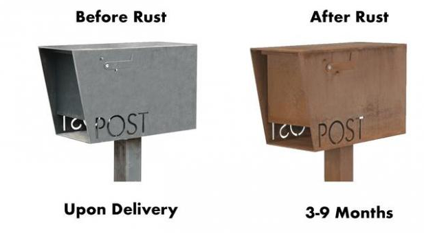 Buzón de acero de Corten del diseño de la caja montada en la pared impermeable al aire libre antigua del poste