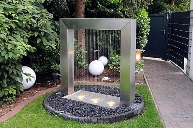 El agua del jardín del metal adorna la característica de acero inoxidable del agua de la cortina de la lluvia
