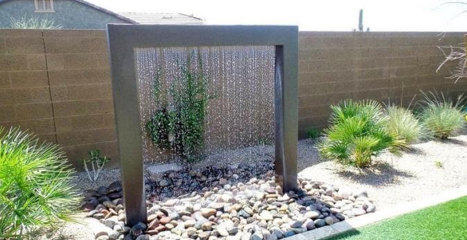 El agua del jardín del metal adorna la característica de acero inoxidable del agua de la cortina de la lluvia