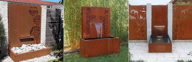 La fuente de agua de acero rústica de la charca de Corten del jardín con el laser cortó el panel de la pantalla