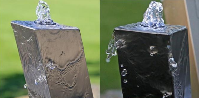 Característica de acero inoxidable decorativa pública del agua de la columna cuadrada del final cepillado