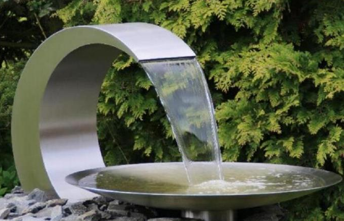 Fuente moderna de Art Stainless Steel Water Bowl del jardín de la escultura del metal