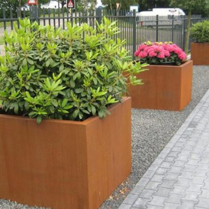   Plantador de acero de Corten del jardín de la fábrica de maceta del metal de la caja directa de la planta