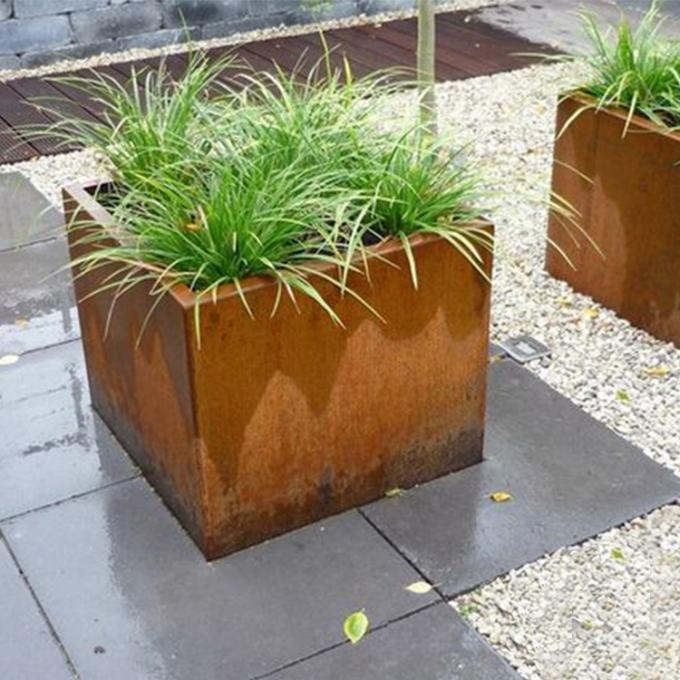   Plantador de acero de Corten del jardín de la fábrica de maceta del metal de la caja directa de la planta