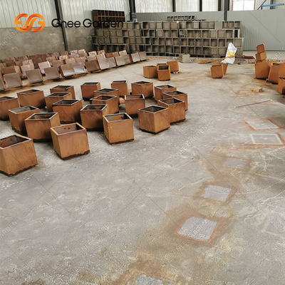 Plantador de acero del metal de soldadura de la maceta de Corten de la caja del plantador de Corten
