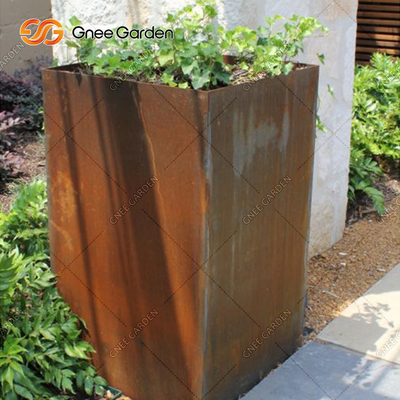 Las macetas de acero de Corten del cuadrado del plantador al aire libre grande del metal modificaron para requisitos particulares