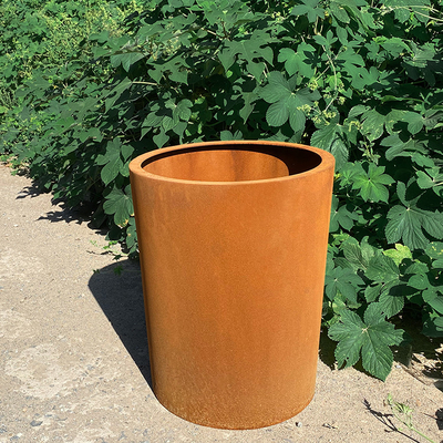 Cajas de acero del plantador del metal de macetas de Corten de la ronda al aire libre del patio trasero