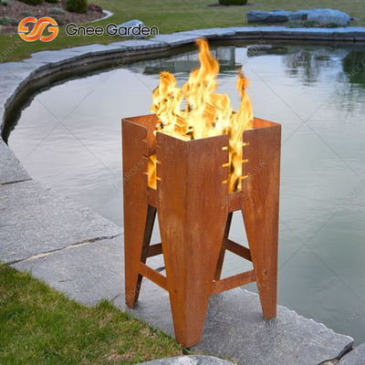 Cuadrado alrededor del fuego al aire libre portátil Pit Table del patio del jardín del cuenco de acero ardiente de Corten