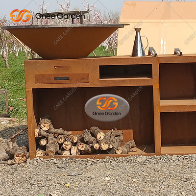 El carbón de leña único de la barbacoa asa a la parrilla la parrilla de acero de la barbacoa de Corten para la cocina al aire libre