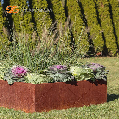 El plantador de acero de Corten del jardín encajona rectangular