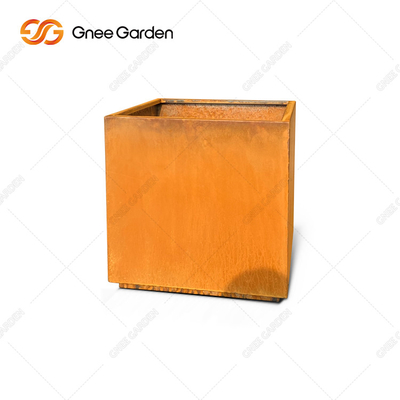 Maceta de acero cúbica del metal del plantador de Corten de la forma cuadrada para el jardín