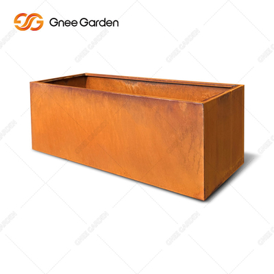Macetas de acero de metal personalizadas Diseño moderno Caja larga Jardinera de acero Corten