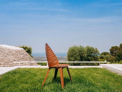 Silla de jardín de acero de los muebles al aire libre del metal de H97*L52.5*D60 cm con la parte posterior foliforme