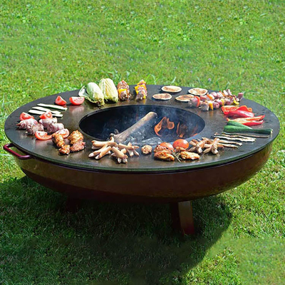 El cocinar al aire libre de acero de Corten del servicio del OEM asa a la parrilla la quema de madera
