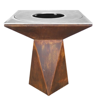 Pozo de fuego de acero corten pre oxidado para cocinar al aire libre en barbacoa