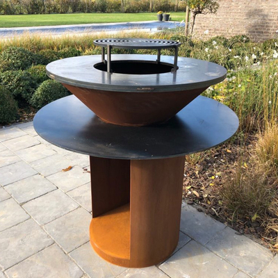 Parrilla de carbón para barbacoa al aire libre de acero corten para jardín de metal pre oxidada