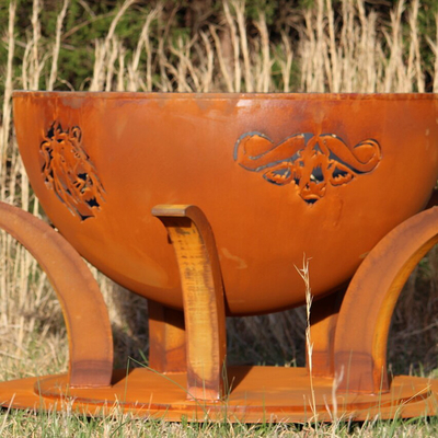 Fuego de acero Pit Laser Cut Animal Fire Pit Camping Wood Burning Bonfire de Corten