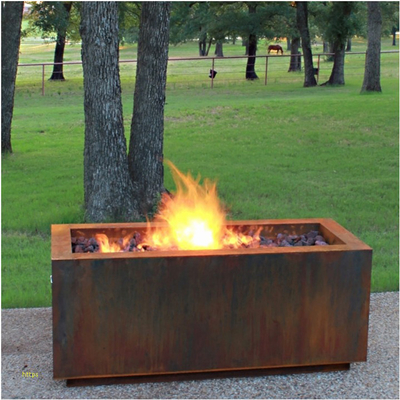 Madera libre que quema el fuego de acero Pit Rectangular de Corten