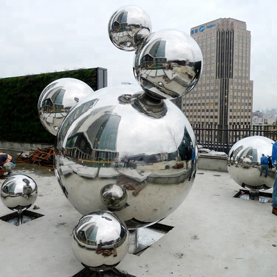 Escultura moderna del metal de la escultura del espejo del jardín de la esfera de H250cm al aire libre