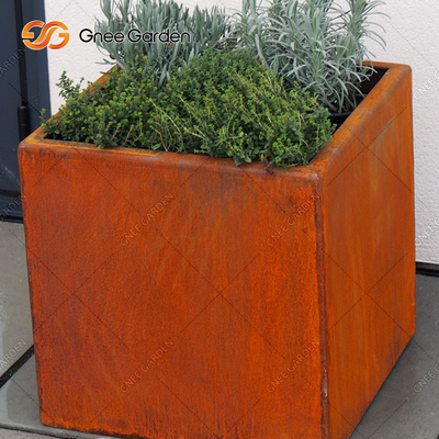 Caja de acero de la flor de Corten del plantador de la pared de ejecución del metal del moho