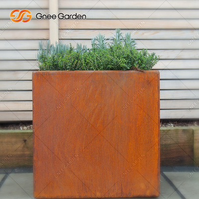 Caja de acero de la flor de Corten del plantador de la pared de ejecución del metal del moho