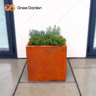 Caja de acero de la flor de Corten del plantador de la pared de ejecución del metal del moho