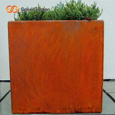 Caja de acero de la flor de Corten del plantador de la pared de ejecución del metal del moho