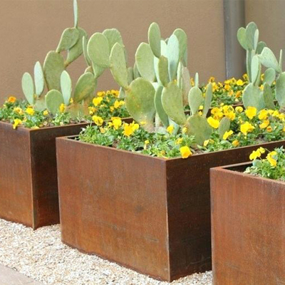 Macetas de acero rectangulares modificadas para requisitos particulares de Corten de la caja grande al aire libre del plantador