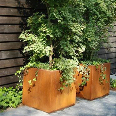 Macetas de acero rectangulares modificadas para requisitos particulares de Corten de la caja grande al aire libre del plantador