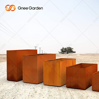 Las macetas de acero de Corten del cuadrado del plantador al aire libre grande del metal modificaron para requisitos particulares