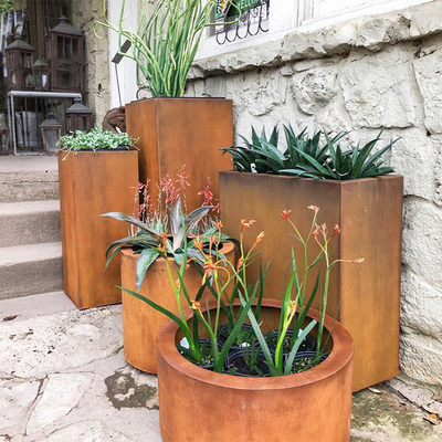 Modifique las macetas cuadradas al aire libre grandes del metal para requisitos particulares del plantador de acero de Corten