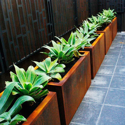Plantador de la serie del metal que resiste al pote de acero del plantador de Corten de la caja de acero del plantador