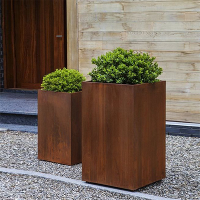 La caja grande del plantador del palmo de acero de Corten del jardín aherrumbró resistiendo al acero para el cortijo