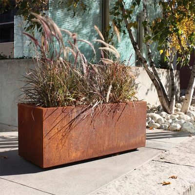 La caja grande del plantador del palmo de acero de Corten del jardín aherrumbró resistiendo al acero para el cortijo