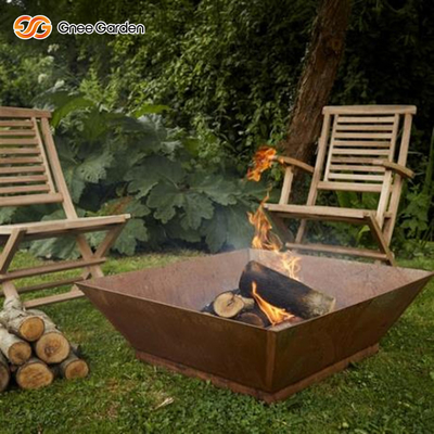 Hoyo ardiente de madera de acero al aire libre los 50x50x33cm del fuego del cuenco de fuego de Matt Rusted Corten