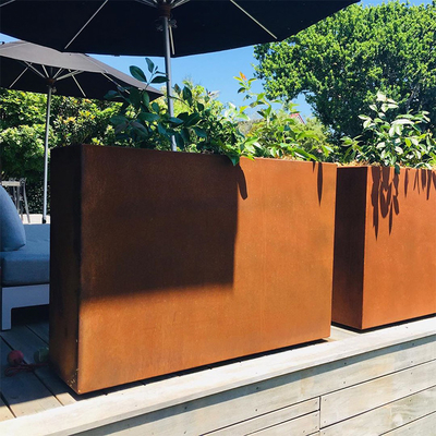 Plantador rectangular de acero decorativo del jardín 1.5m m Corten adaptable