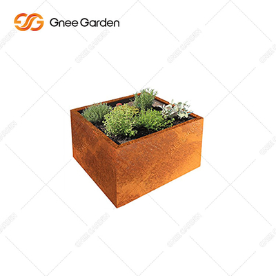 Colores adaptables del jardín de Corten del plantador del tamaño cuadrado de acero exterior RAL de la caja