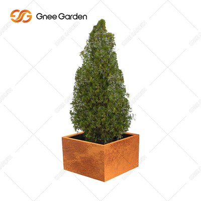Metal que dobla a Rusty Corten Steel Planter Box en el patio al aire libre