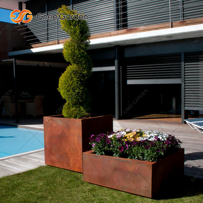 Cajas de ventana de acero de Corten del plantador al aire libre interior del metal del SGS TUV antienvejecedoras