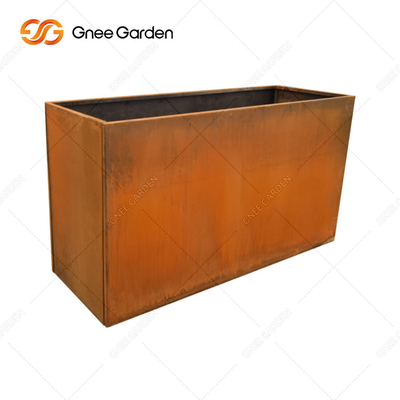 Plantador rectangular de acero de Corten del plantador al aire libre del metal de la longitud 300mm-1000m m