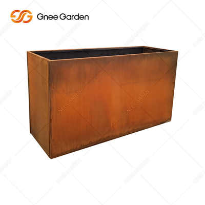 El plantador grande de acero rústico del metal de Corten encajona al aire libre desmontable rectangular